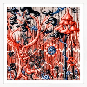 Kenny Scharf Furungle (Red), Large Framed Archival Print With Diamond Dust, 2021