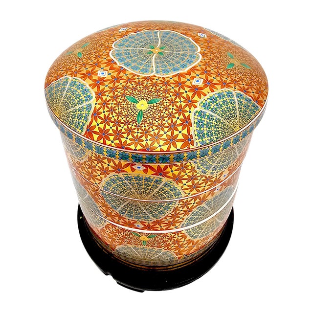 1970s–1980s Kozan Maehata Mino Ware Three-Tier Gilt Porcelain Jubako With Stand For Sale In San Francisco - Image 6 of 8