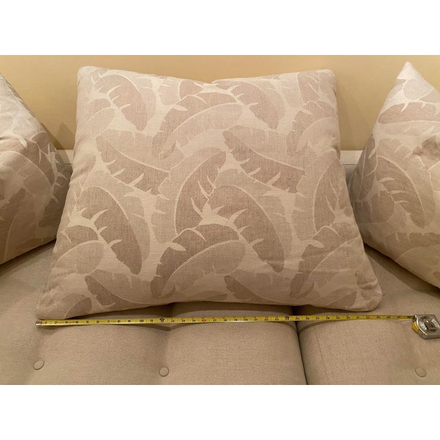 EXTRA Large tan frond pattern upholstered floor decorative pillow Vintage textile pillow with a zipper side for removable...