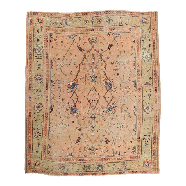 Late 19th Century Turkish Oushak Rug, 11'04 X 13'08 For Sale