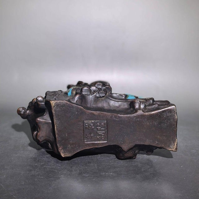 Mid 20th Century Mid 20th Century Hand-Wired Cloisonne Copper Leader Goat Sculpture For Sale - Image 5 of 9