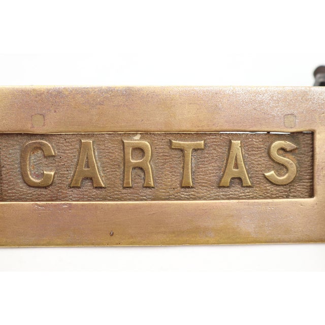 Traditional Spanish Brass Combination Front Door Handle & Mail Slot For Sale - Image 3 of 5