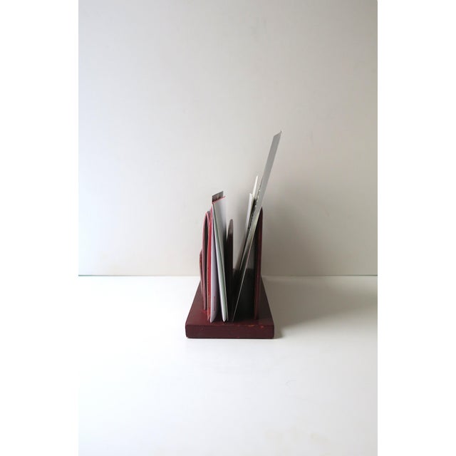 French Leather Mail Desk Holder, Cartier Style, Mid-20th Century, France For Sale In New York - Image 6 of 11