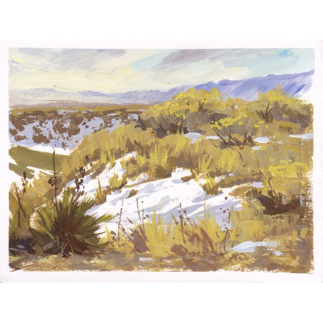 010 - Plein Air-Morrison, CO, 2/9/22 by Judd Mercer | Gouache Landscape with grass and snow. For Sale