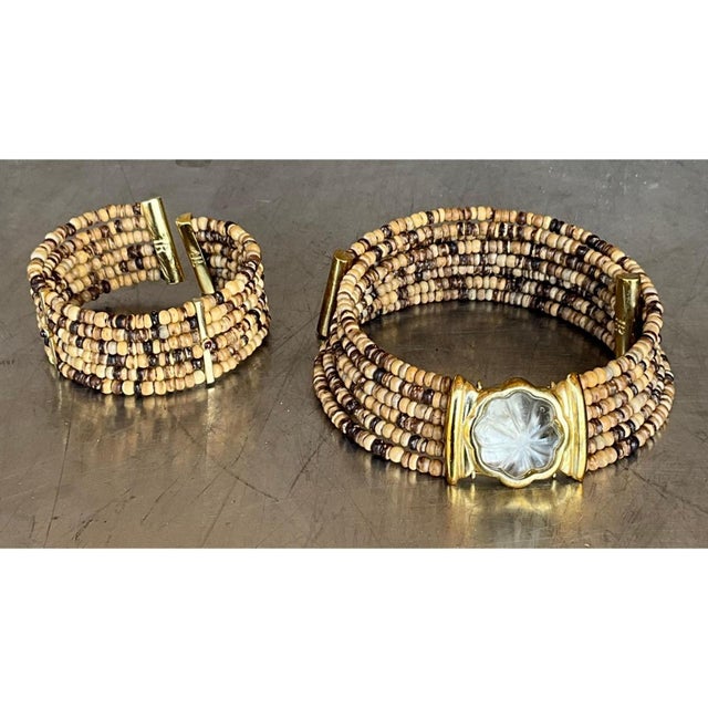 Metal Vintage Fr Coconut Beaded Bracelet For Sale - Image 7 of 12
