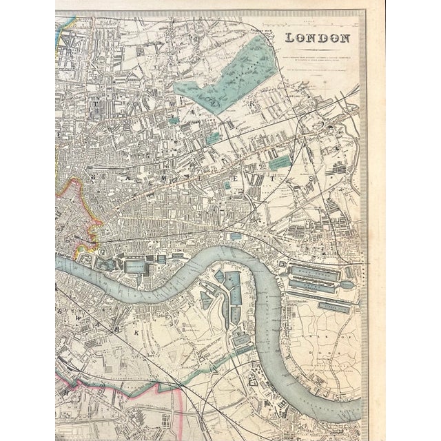 Victorian Map of London, England & Thames by Edward Stanford, 1857 For Sale - Image 3 of 5