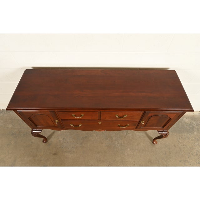 Wood Ethan Allen Georgian Solid Cherry Wood Sideboard Credenza or Buffet For Sale - Image 7 of 17