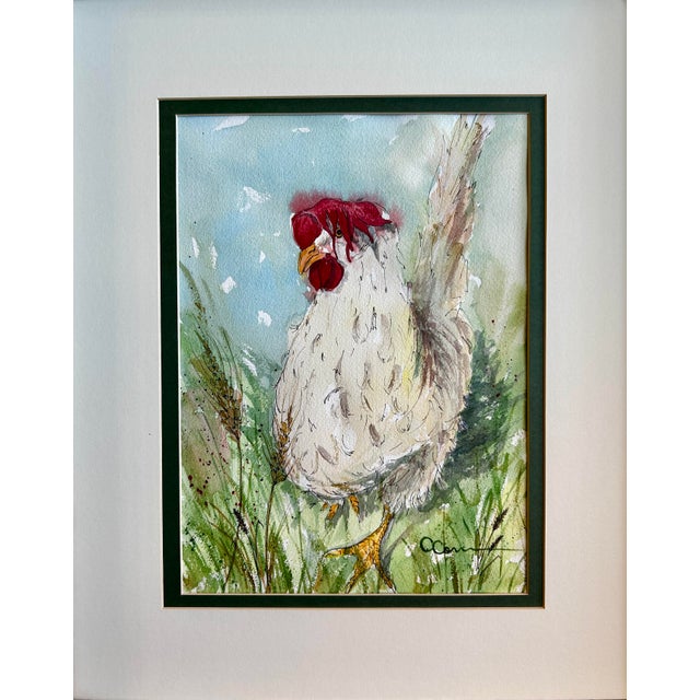 2020s Original Watercolor Painting of “My Chicken Floppy” For Sale - Image 5 of 6