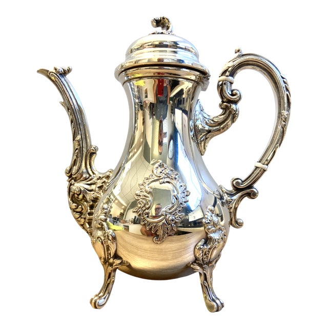 Louis XV Style Rocaille Silver Metal Coffee Pot, 1890s For Sale