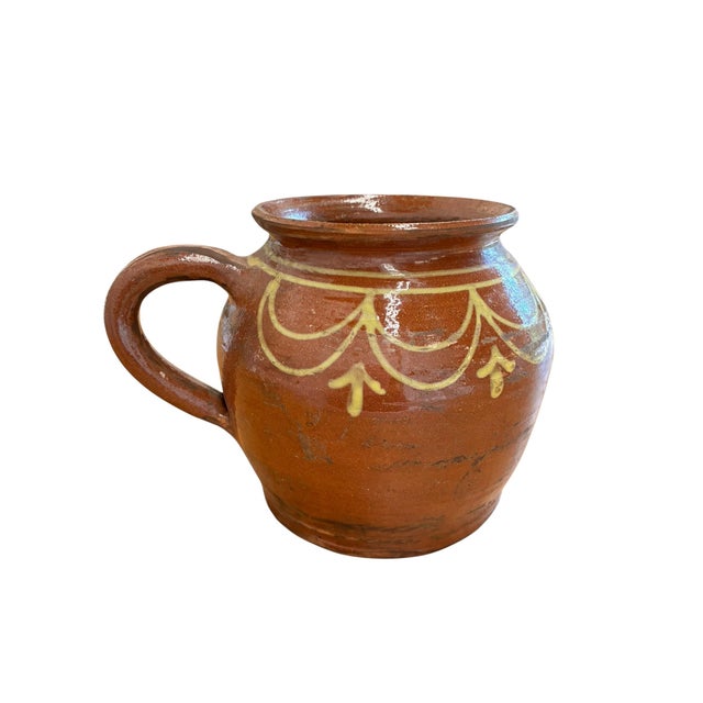 Late 20th Century Antique French Terracotta Pot With Hand-Painted Swag Design For Sale - Image 5 of 11