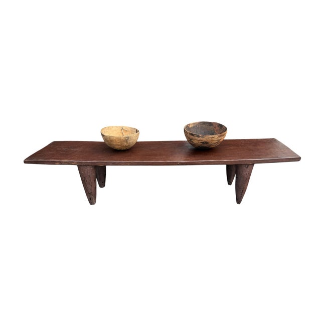 Wood Vintage Large-Tribal-Wood-Senufo-Coffee-Table stool-74.25" W For Sale - Image 7 of 8