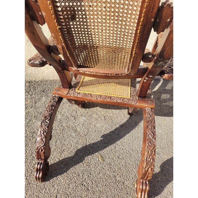 Wood Indian Folding Armchair in Carved Wood For Sale - Image 7 of 18
