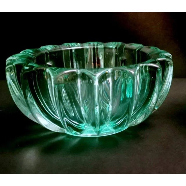 Art Deco Green Molded Glass Bowl by Pierre Davesn, 1930s For Sale - Image 6 of 13