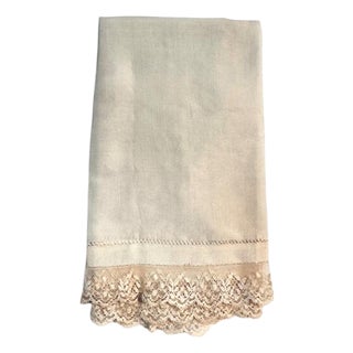 Antique Silk Boudoir Cloth with Handmade Lace, French c.1900  Bridal/Heirloom Keepsake, Marie Antoinette For Sale