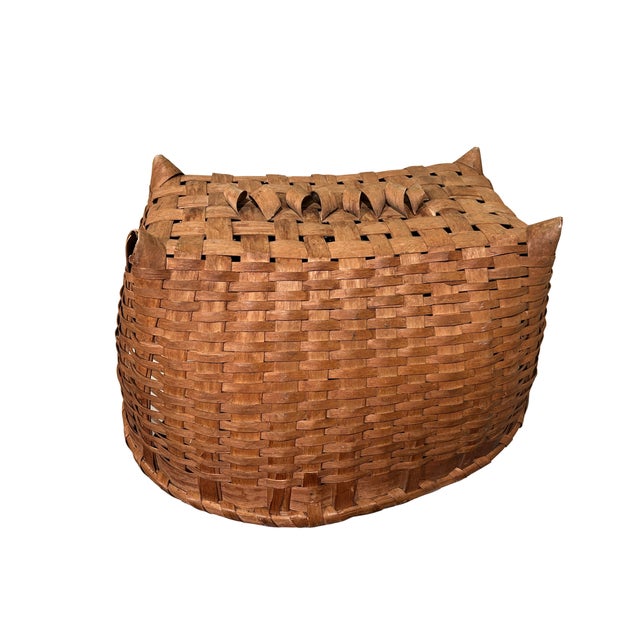 Wood Oversize Antique Splint Basket For Sale - Image 7 of 8