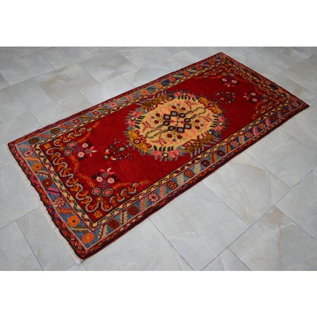 1960s Vintage Turkish Rug Traditional Hand Knotted High Pile Wool Area Rug - 3' 3" X 6' 9" For Sale - Image 6 of 11