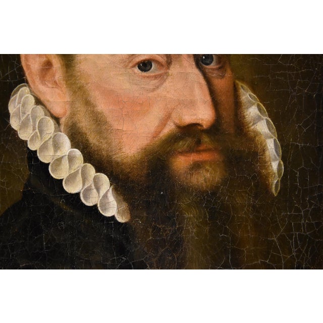 Circle of Frans Pourbus, Portrait of a Man, 1570, Oil on Canvas For Sale - Image 7 of 12