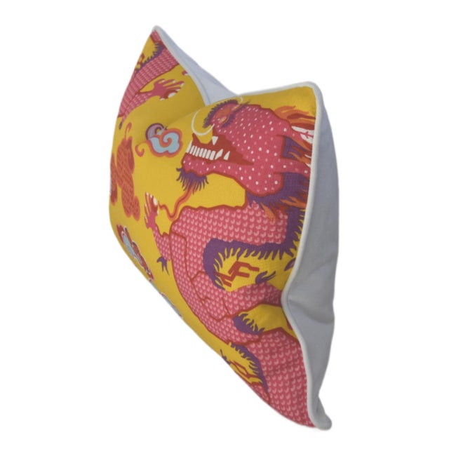 Schumacher Schumacher Magical Ming Dragon Chinoiserie Feather/Down Pillow For Sale - Image 4 of 6