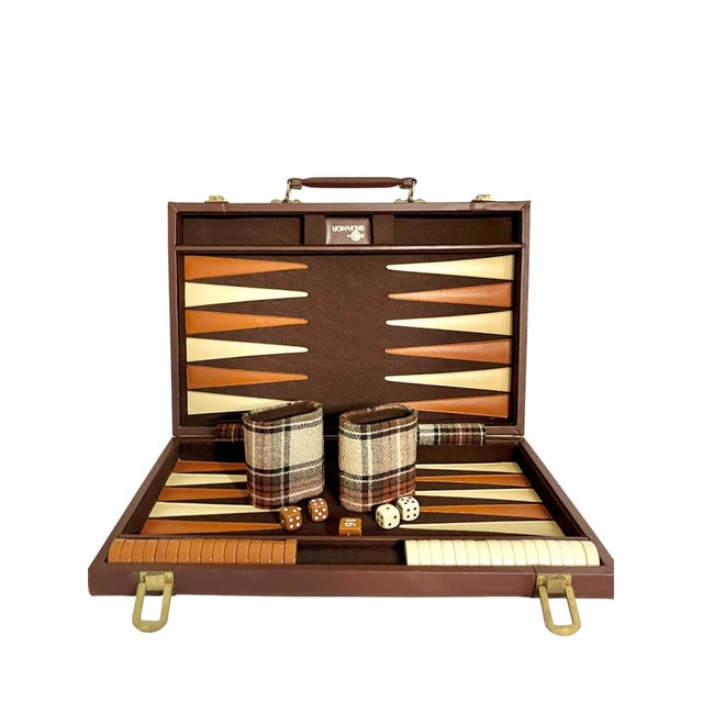 Vintage Mid-Century Tartan Backgammon Game Set in Travel Case For Sale - Image 11 of 18