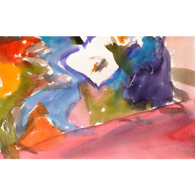 Vintage Abstracted Still Life With Calla Lilies and Birds of Paradise by Les Anderson For Sale - Image 4 of 5