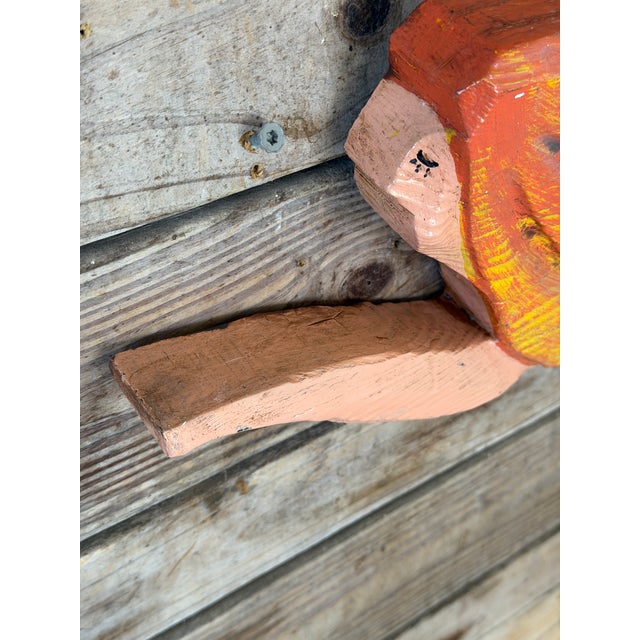 Nautical Vintage Hand-Carved Coastal Folk Art Mermaid Wall Sculpture For Sale - Image 3 of 12