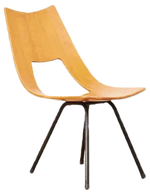 Mid-century Black Lacquered Tubular Steel Shell Lounge Chair