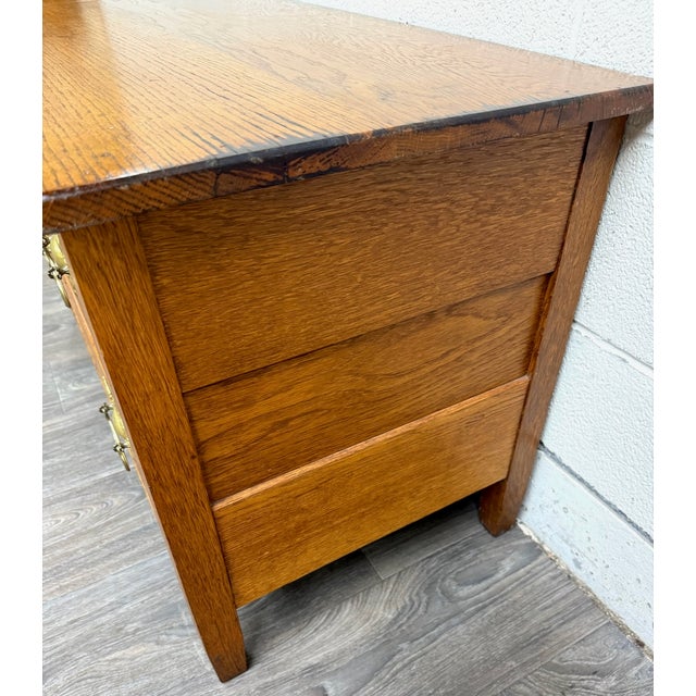 Brown Antique Victorian Solid Golden Oak Two Drawer Chest For Sale - Image 8 of 13