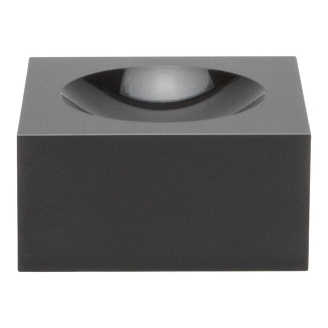 Crystal Black Convex Bowl by Ka Glass For Sale