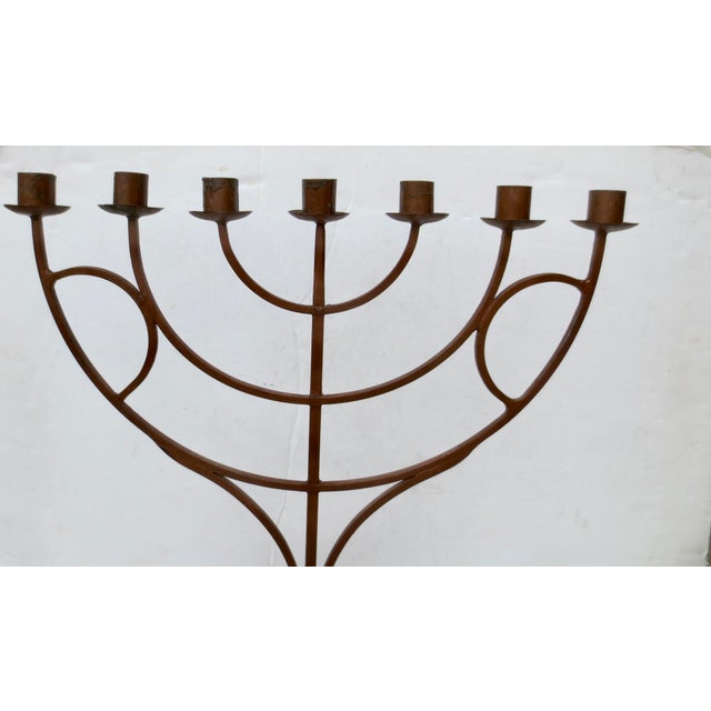 Copper Large Arts and Crafts Iron Menorah For Sale - Image 8 of 10