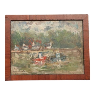Mid-Century French Boat Scene For Sale