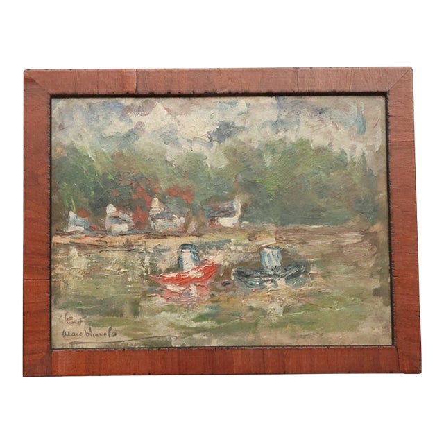 Mid-Century French Boat Scene For Sale