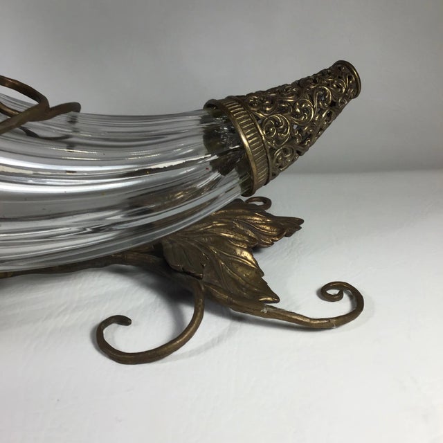2000’s Cornucopia “Horn of Plenty” Made of Bronze and Crystal by Castilian Imports For Sale - Image 10 of 13