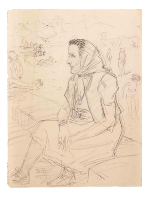 Pierre Olivier Dubaut, Portrait, Pencil on Paper, Mid-20th Century