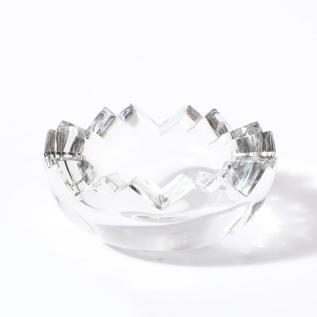 Mid-Century Crystal Ashtray With Crenelated Angular Motif Signed Rosenthal For Sale - Image 13 of 14