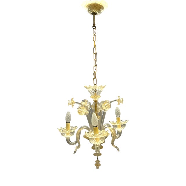 Venetian Murano Glass 3-Light Chandelier, 1960s For Sale