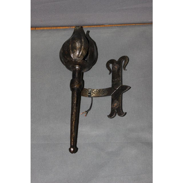 Medieval Wrought Iron Wall Sconces by Reboulet, 1950s, Set of 2 For Sale - Image 12 of 13