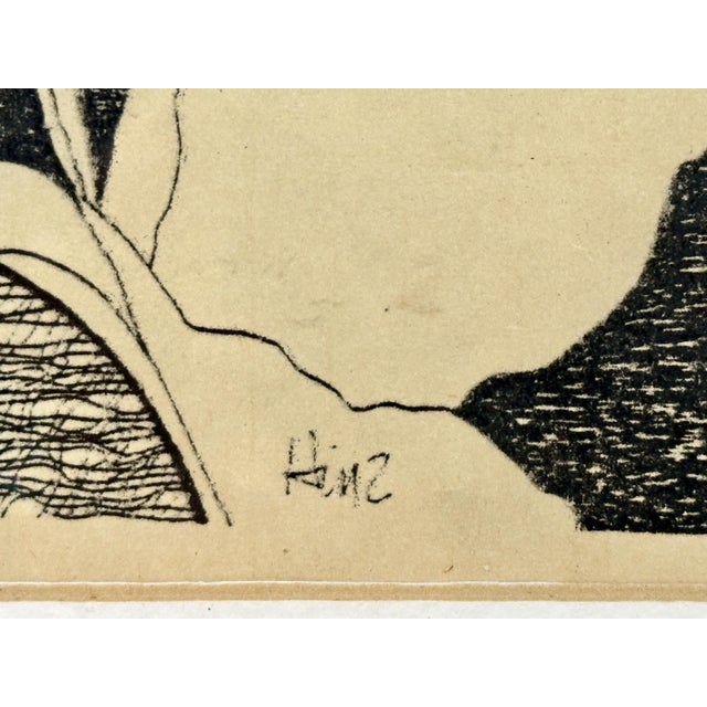 Vintage Pen & Ink Abstract Art by Bill Hinz - MCM Framed Artwork For Sale - Image 6 of 10