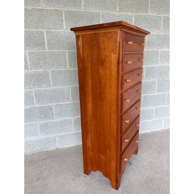 American Chatam Reproductions Shaker Style 7 Drawer Cherry Lingere Chest For Sale - Image 3 of 12