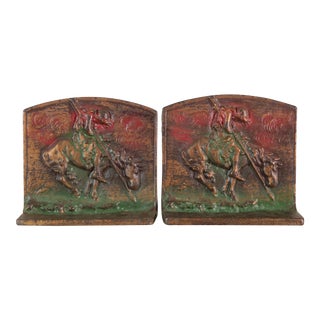 "End of the Trail" BronzMet Cast Iron Bookends - a Pair For Sale