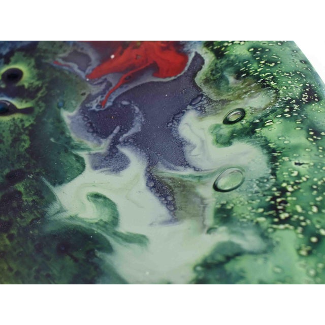 Forest Green Mid 20th Century Abstract Fused Nahariya Art Glass Platter Centerpiece Bowl by Andreas Meyer For Sale - Image 8 of 14