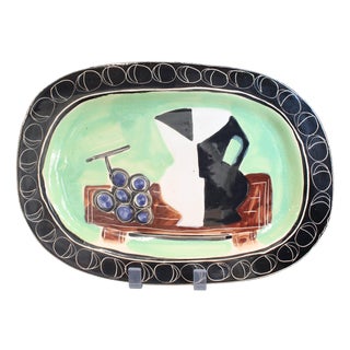 Decorative French Ceramic Platter by Jacques Pouchain for Poët-Laval, 1950s For Sale