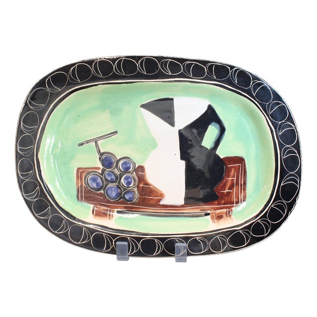 Decorative French Ceramic Platter by Jacques Pouchain for Poët-Laval, 1950s For Sale