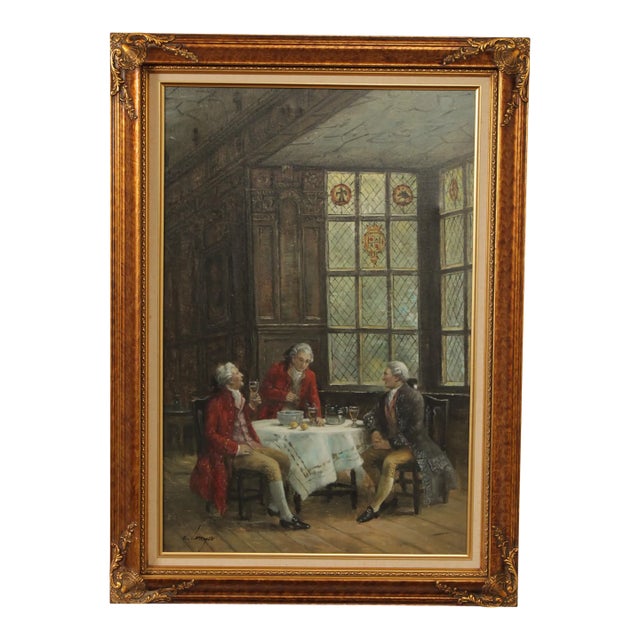 E. Larroque English Genre Painting, 'Hot Toddy' For Sale