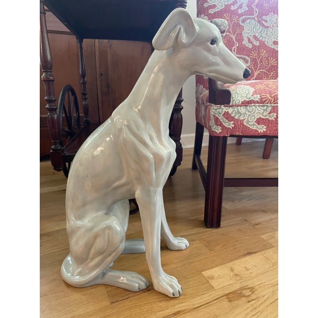 1980’s Life Sized Glazed Ceramic Greyhound or Whippet Statue For Sale - Image 11 of 11