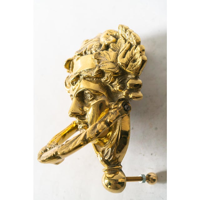 Solid Art Deco brass door knocker around 1920s Brass polished and stove enameled