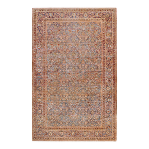 Excellent Antique Persian Dabir Kashan Rug With Navy Background With Allover-Floral Design