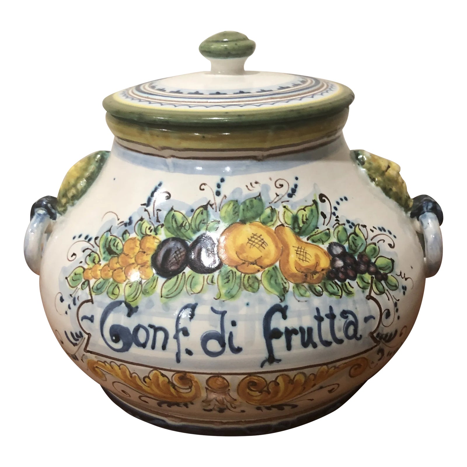 Mid 19th Century Italian Ceramic Biscotti Jar by Sandro Gozzi