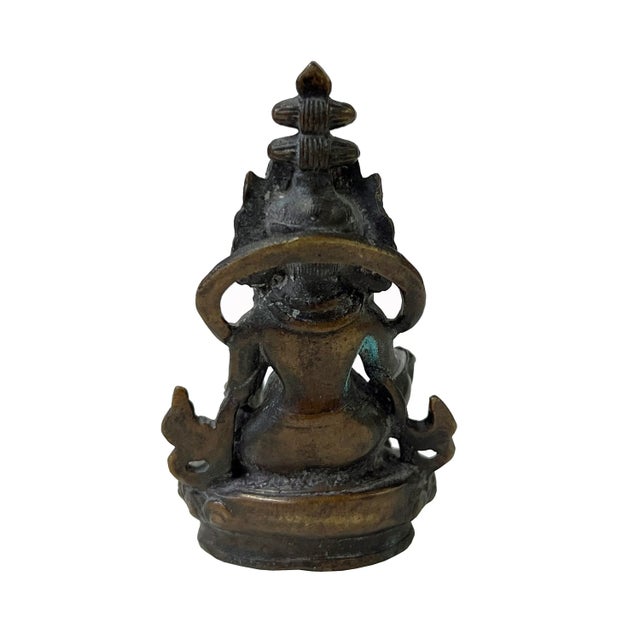 Distressed Marks Bronze Color Metal Zambala Fortune Deity Statue For Sale - Image 4 of 8