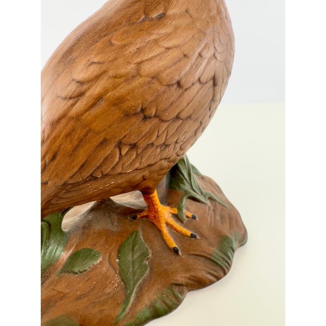 Brown Vintage Mid Century Hand-Painted Quail Figurines on Leafy Bases – A Pair For Sale - Image 8 of 10