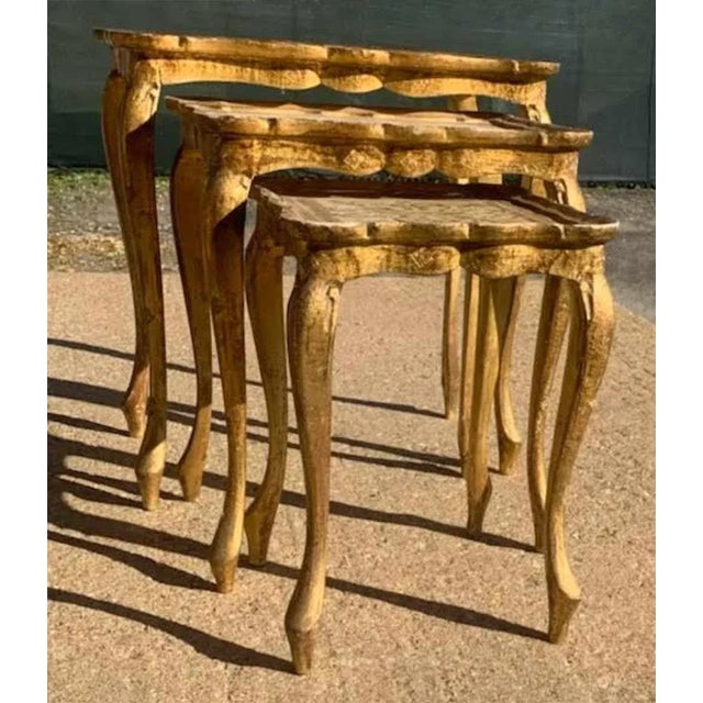 Italian Gilt Tables Gilt and Painted - Set of Three For Sale - Image 9 of 9